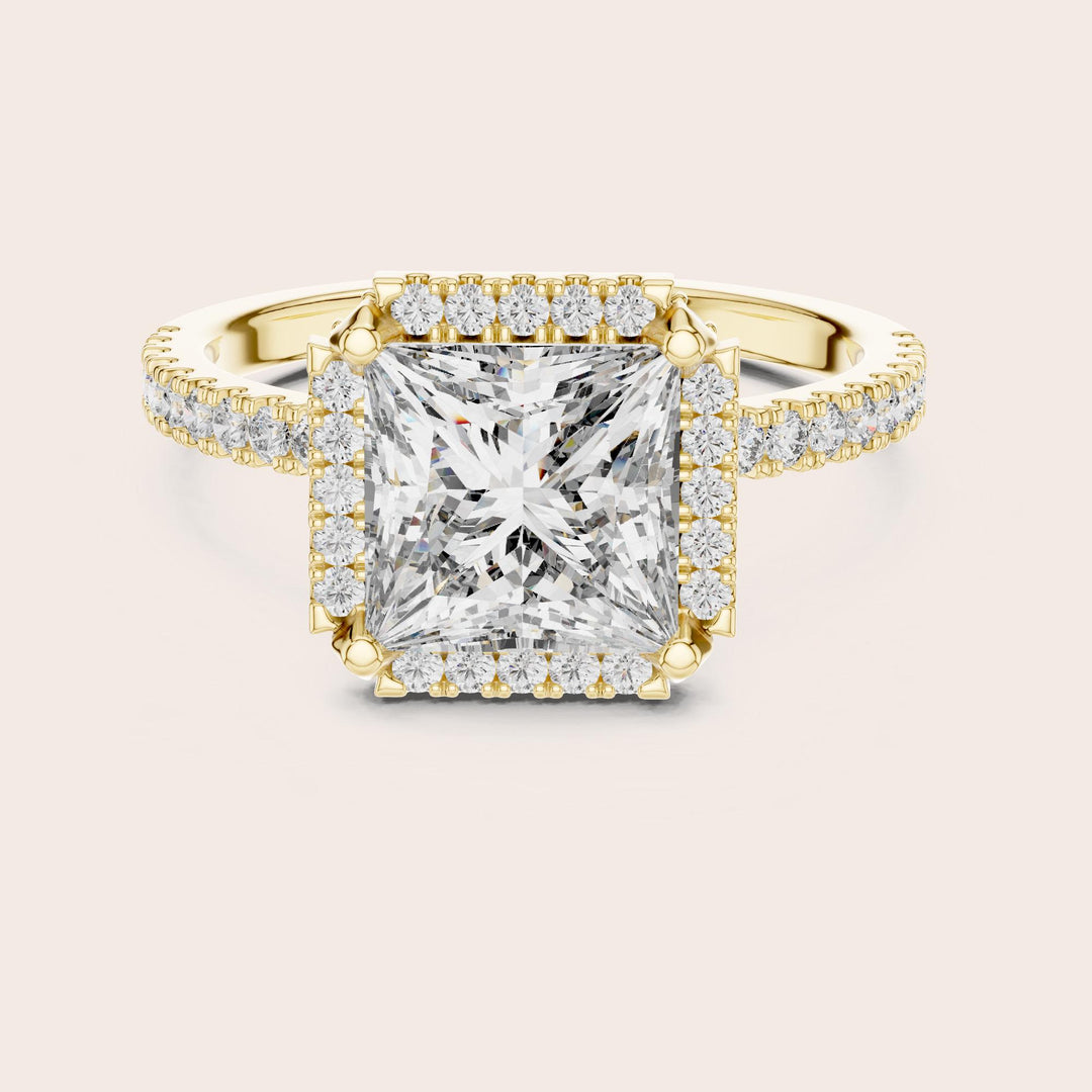 Princess Cut Lab Grown Diamond Solitaire Ring, 2.93ct Total, Solid Gold