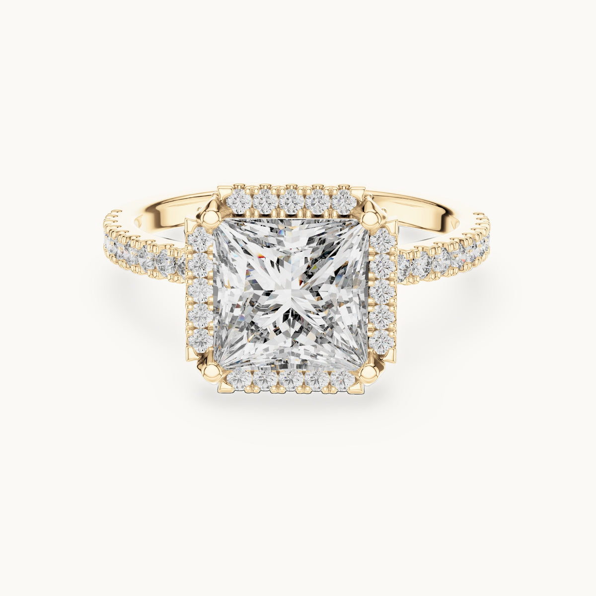 Princess Cut Lab Grown Diamond Solitaire Ring, 2.93ct Total, Solid Gold