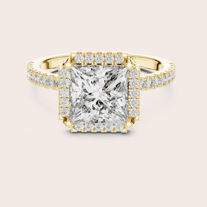 Princess Cut Lab Grown Diamond Solitaire Ring, 2.93ct Total, Solid Gold
