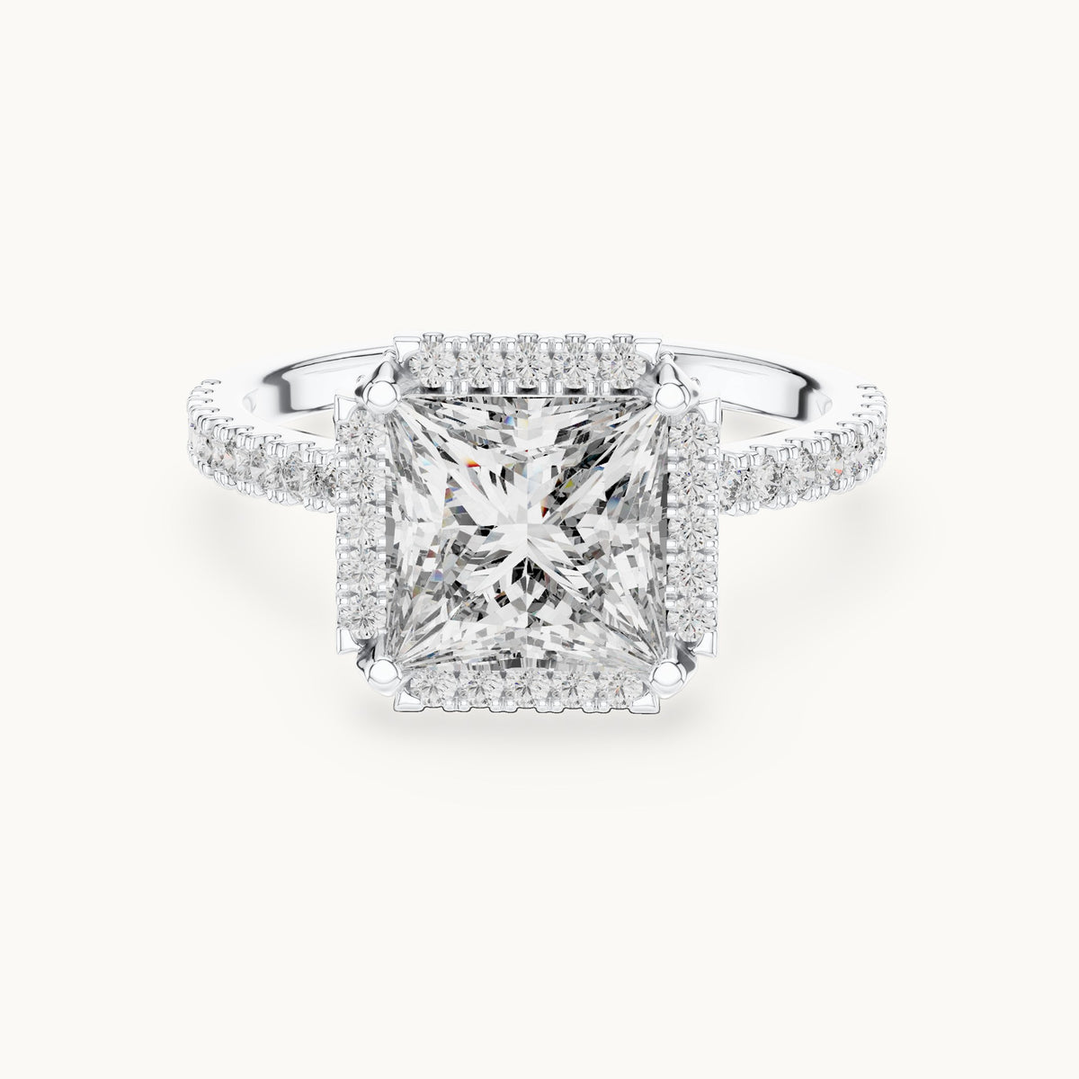 Princess Cut Lab Grown Diamond Solitaire Ring, 2.93ct Total, Solid Gold
