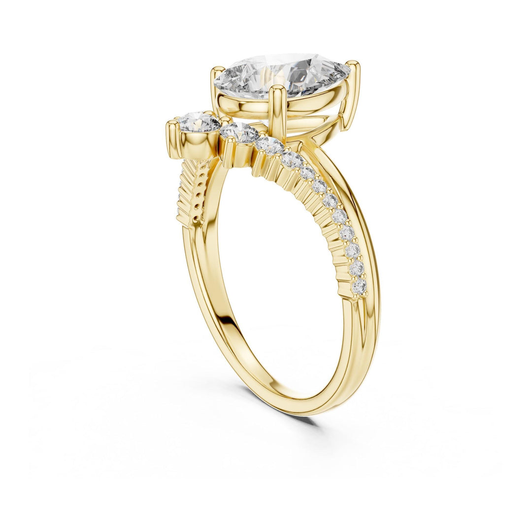 Pear Cut Lab Grown Diamond Solitaire Ring, 2.35ct Total, Solid Gold