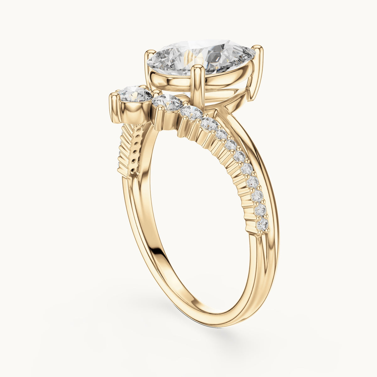 Pear cut lab-grown diamond solitaire ring in 14K yellow gold, 2.35 CT TW, view 2