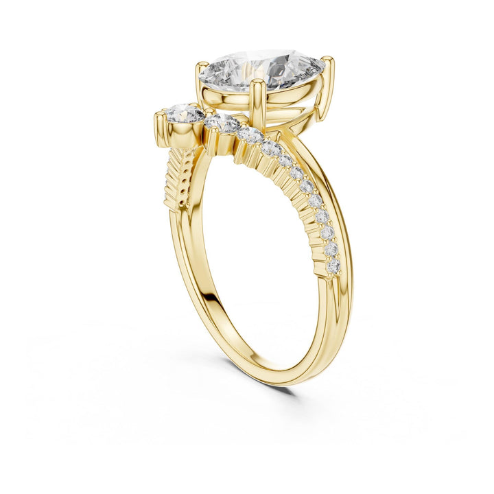 Pear Cut Lab Grown Diamond Solitaire Ring, 2.35ct Total, Solid Gold
