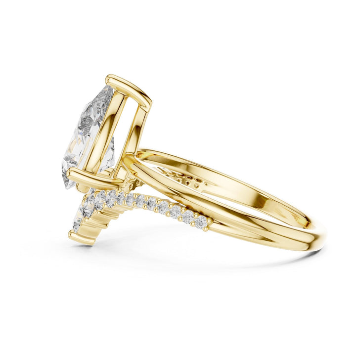 Pear Cut Lab Grown Diamond Solitaire Ring, 2.35ct Total, Solid Gold