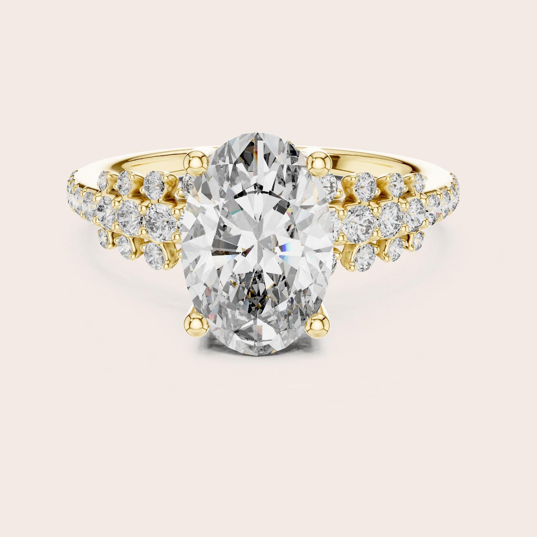 Oval Cut Lab Grown Diamond Solitaire Ring, 2.57ct Total, Solid Gold