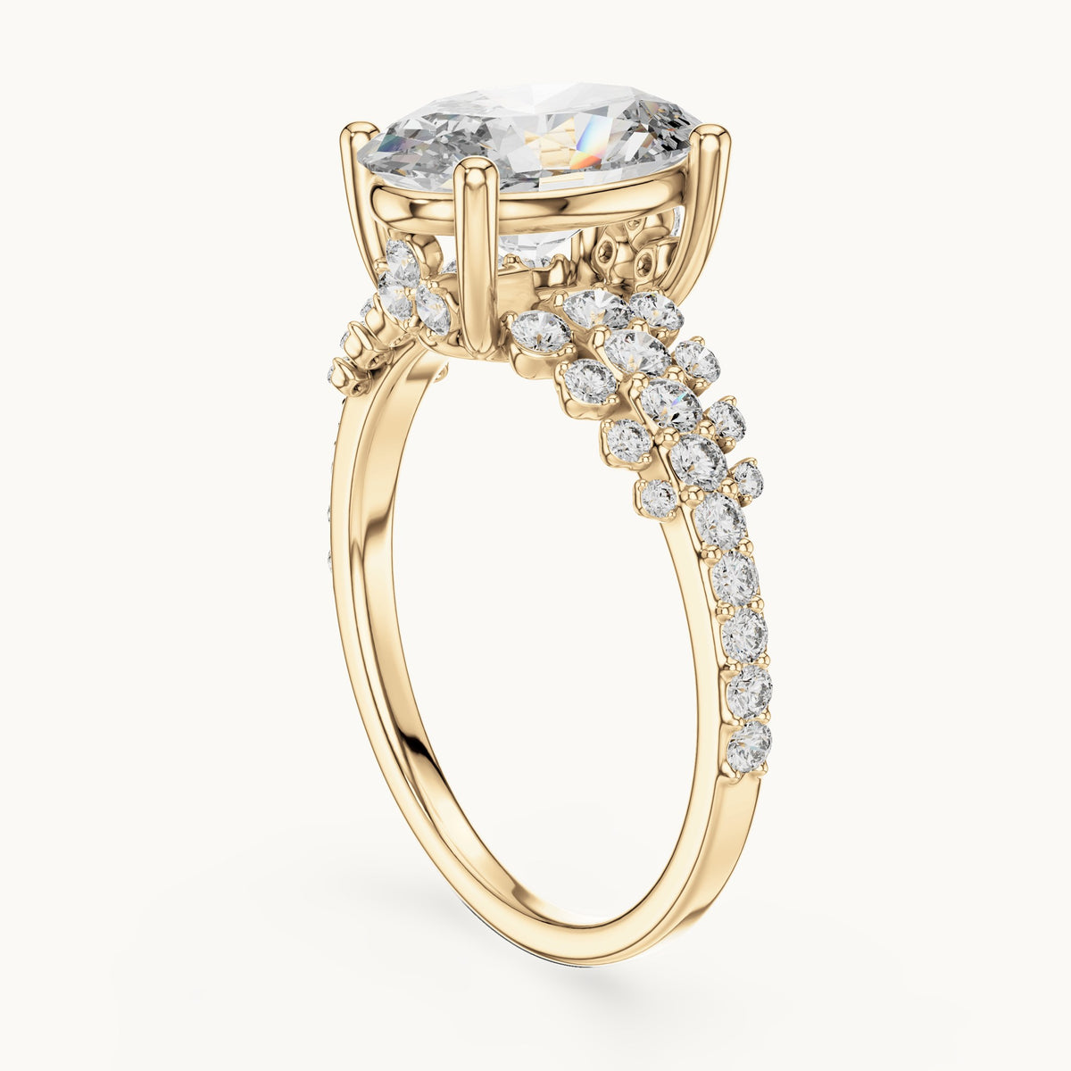 Oval cut lab-grown diamond solitaire ring in 14K yellow gold, 2.57 CT TW, view 2