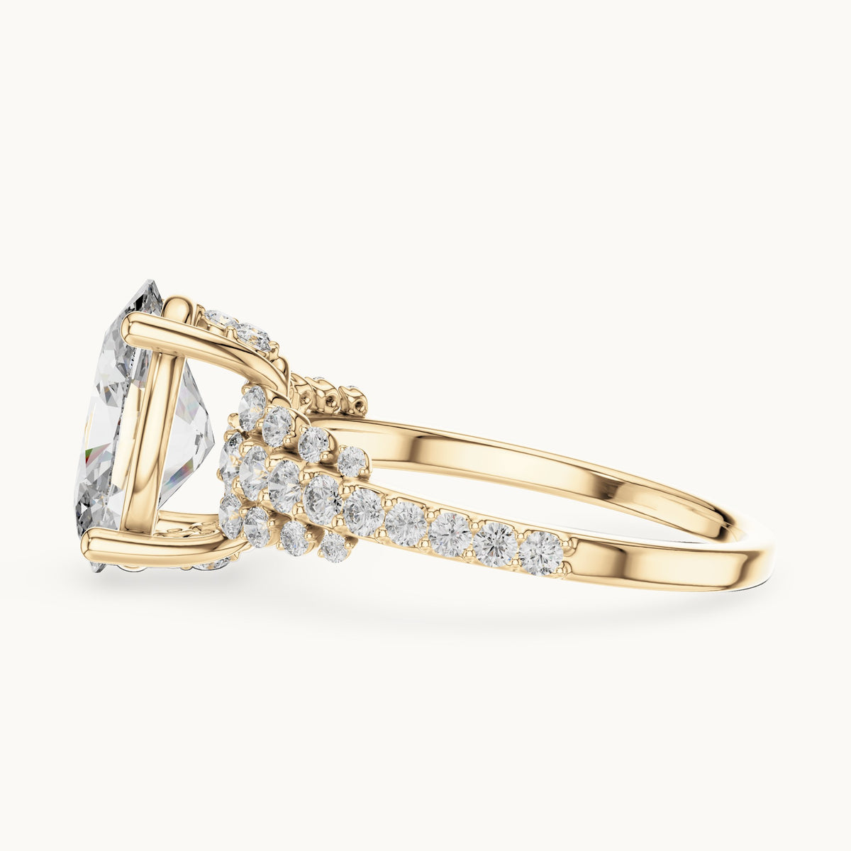 Oval cut lab-grown diamond solitaire ring in 14K yellow gold, 2.57 CT TW, view 3