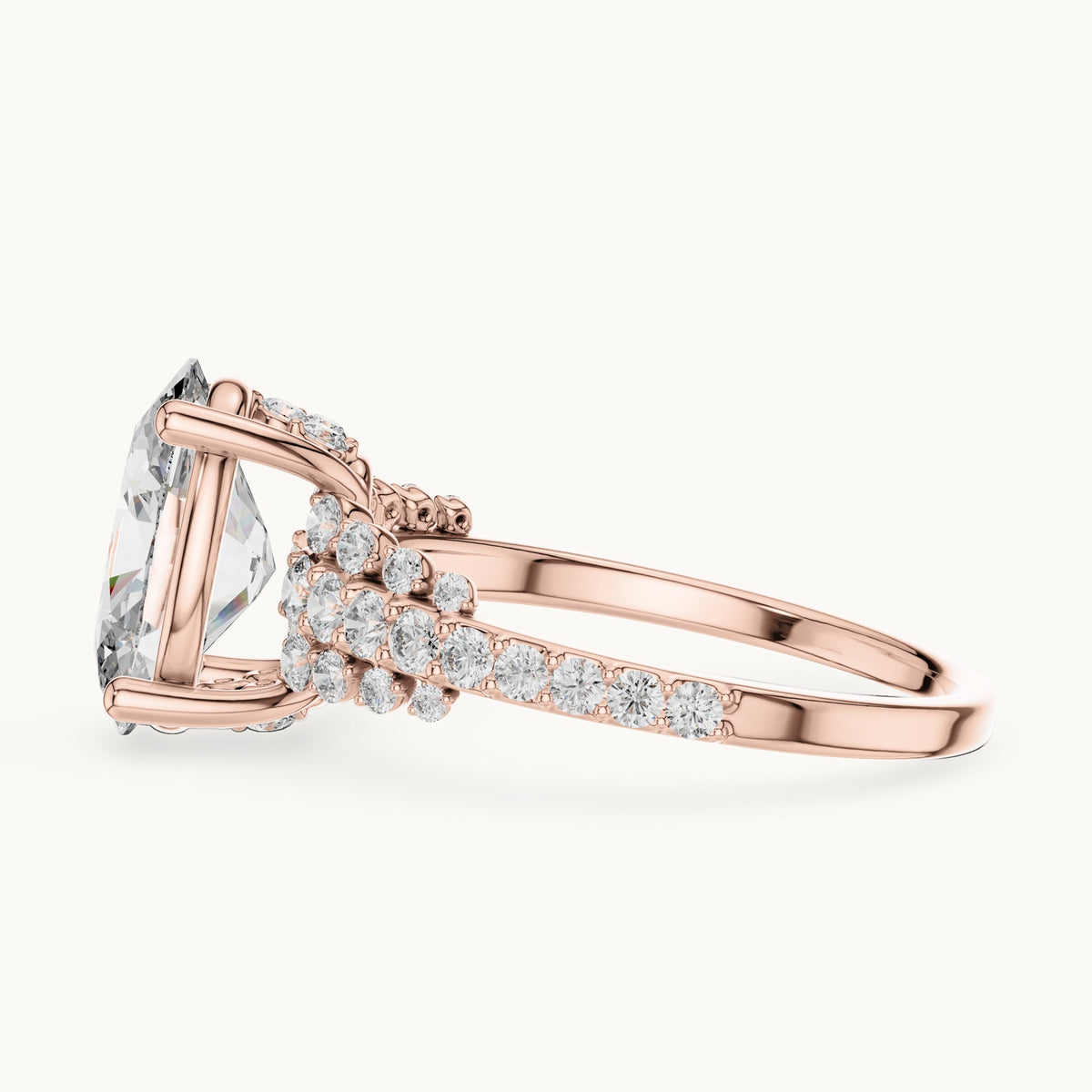 Oval cut lab-grown diamond solitaire ring in 14K rose gold, 2.57 CT TW, view 2