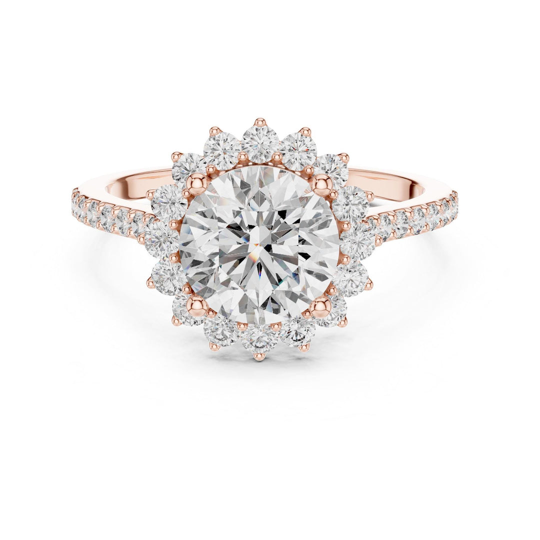 Round Cut Lab Grown Diamond Solitaire Ring, 1.98ct Total, Solid Gold