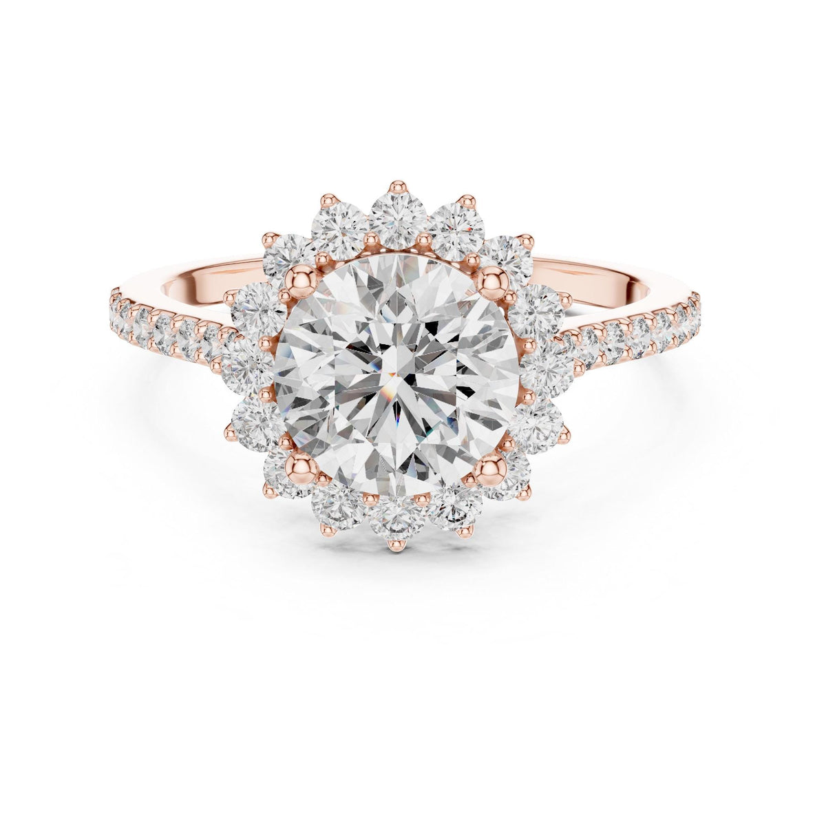 Round Cut Lab Grown Diamond Solitaire Ring, 1.98ct Total, Solid Gold