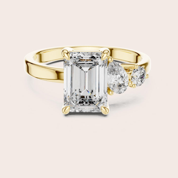 Emerald Cut Lab Grown Diamond Cluster Ring, 2.33ct Total, Solid Gold