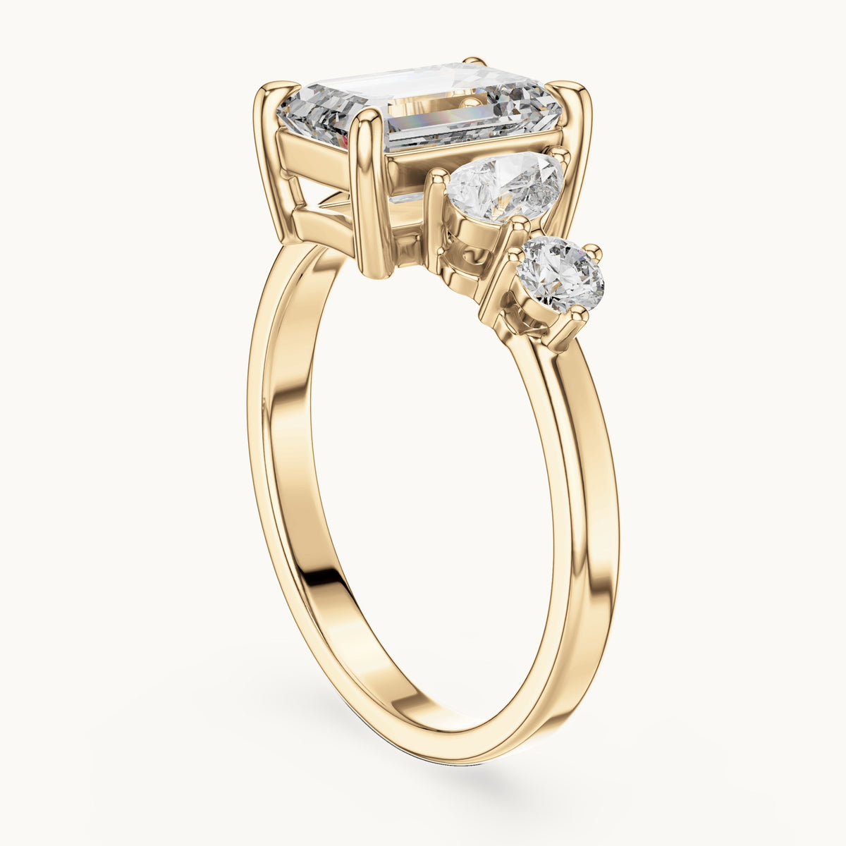 Emerald cut lab-grown diamond cluster ring in 14K yellow gold, 2.33 CT TW, view 2
