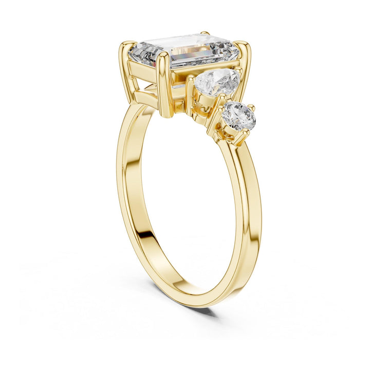 Emerald Cut Lab Grown Diamond Cluster Ring, 2.33ct Total, Solid Gold