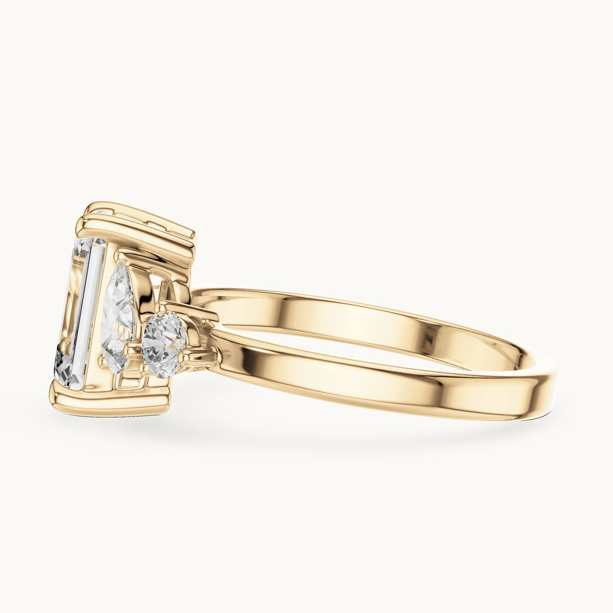 Emerald cut lab-grown diamond cluster ring in 14K yellow gold, 2.33 CT TW, view 3