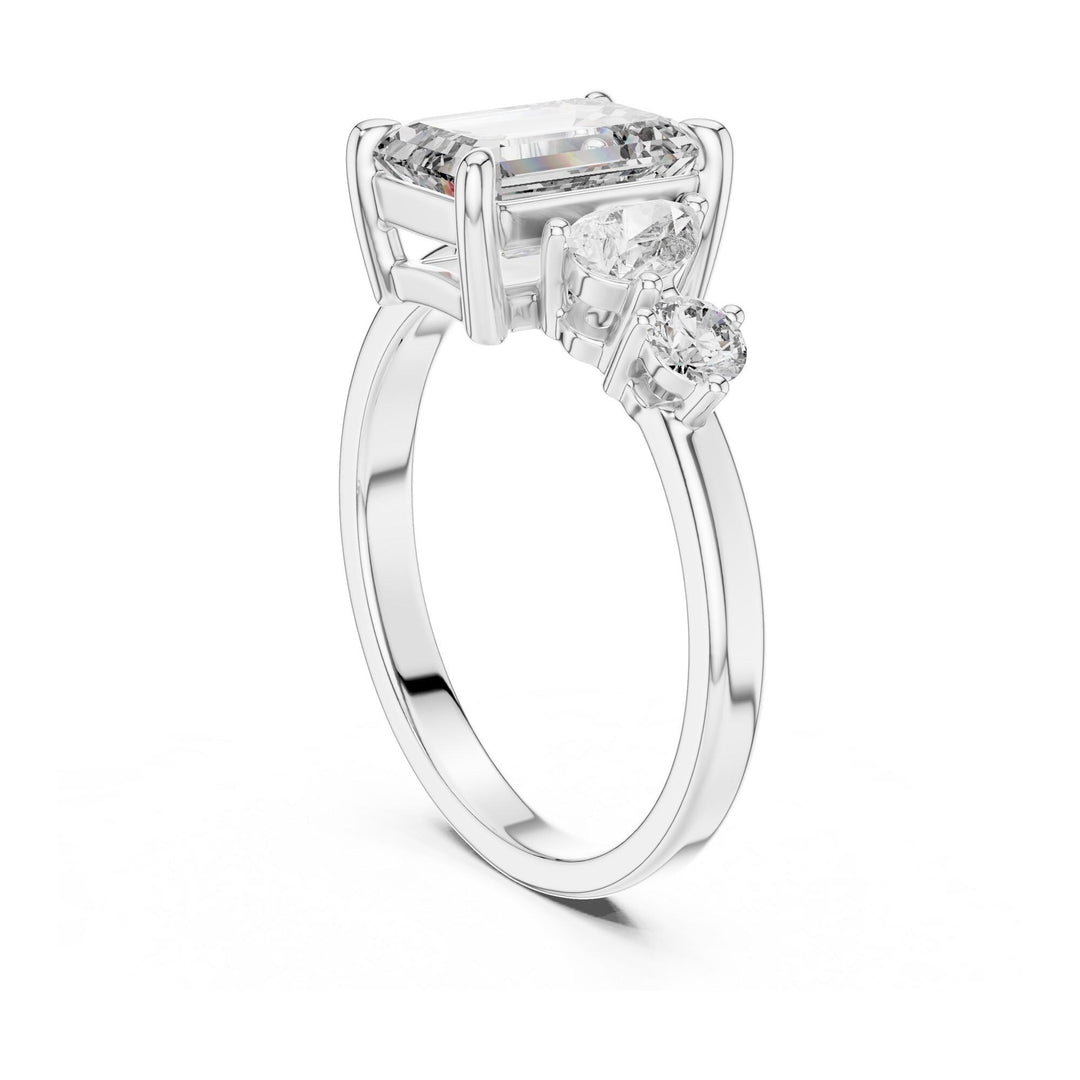 Emerald Cut Lab Grown Diamond Cluster Ring, 2.33ct Total, Solid Gold