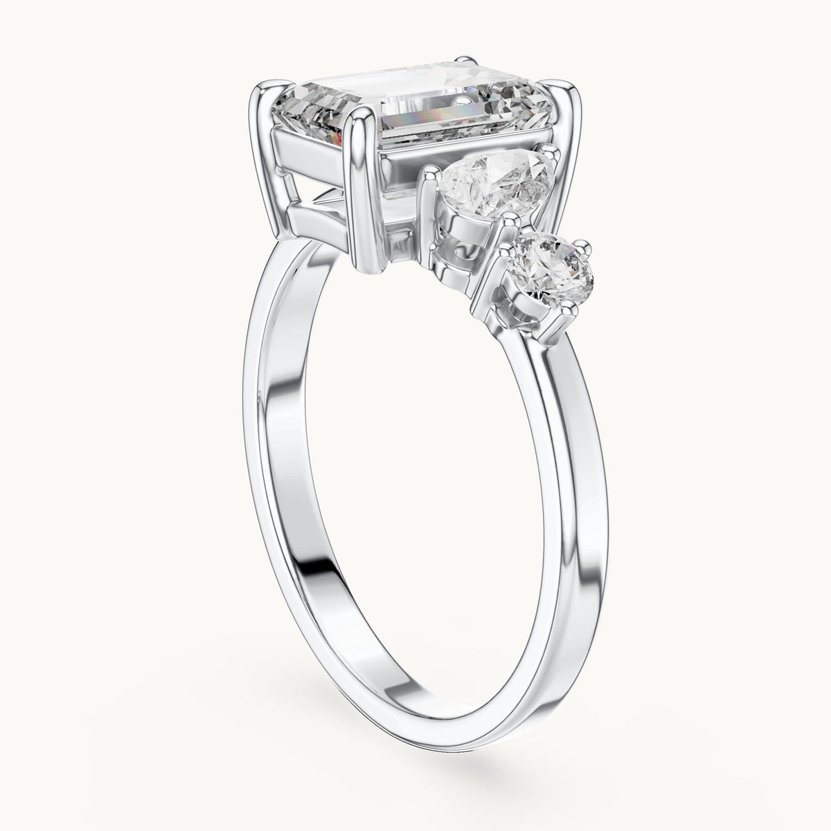 Emerald cut lab-grown diamond cluster ring in 14K white gold, 2.33 CT TW, view 1