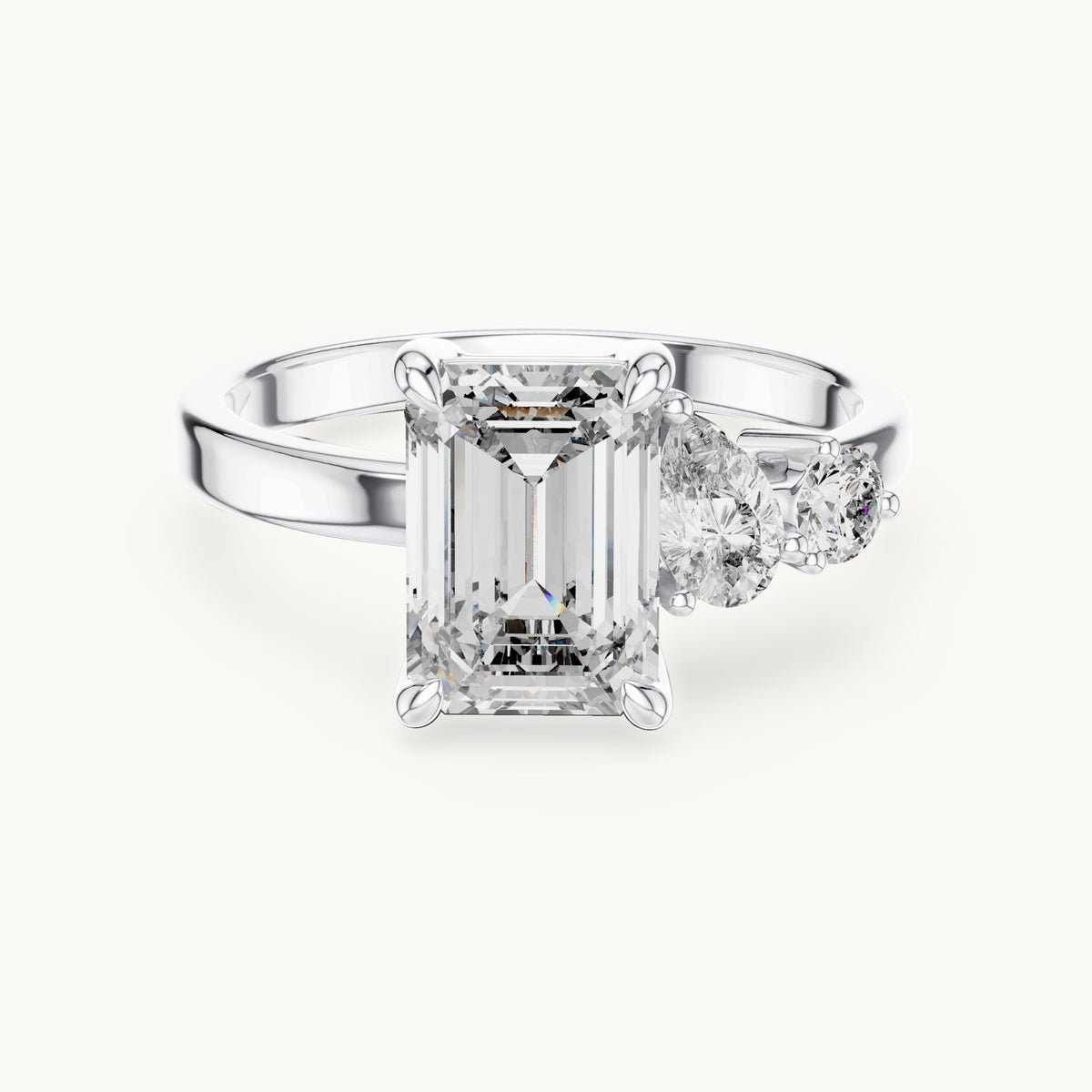 Emerald cut lab-grown diamond cluster ring in 14K white gold, 2.33 CT TW, view 3