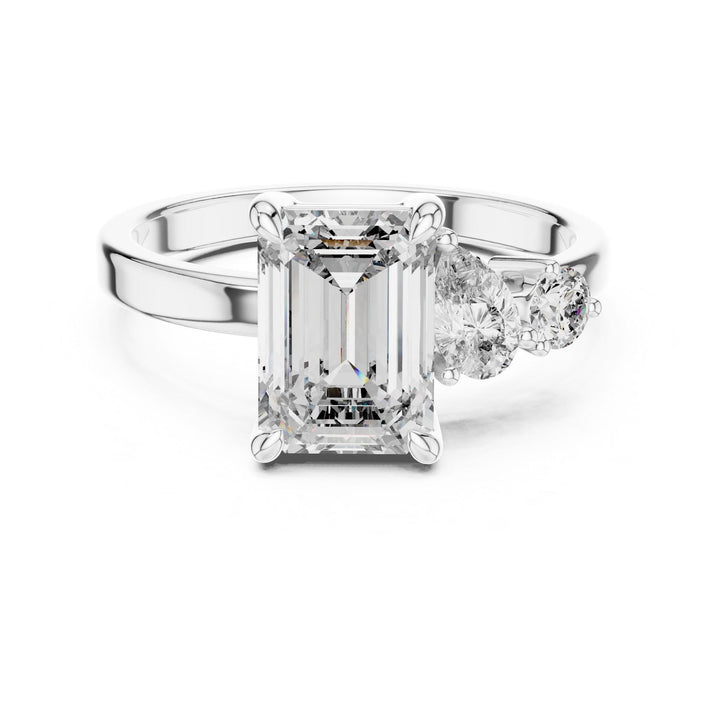 Emerald Cut Lab Grown Diamond Cluster Ring, 2.33ct Total, Solid Gold