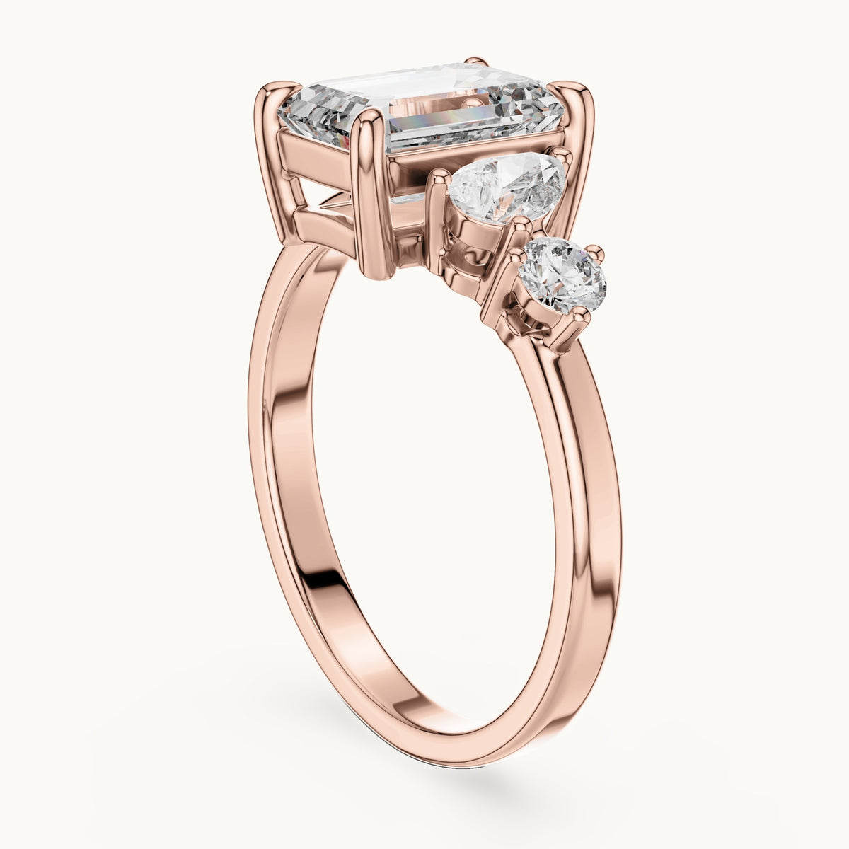 Emerald cut lab-grown diamond cluster ring in 14K rose gold, 2.33 CT TW, view 1
