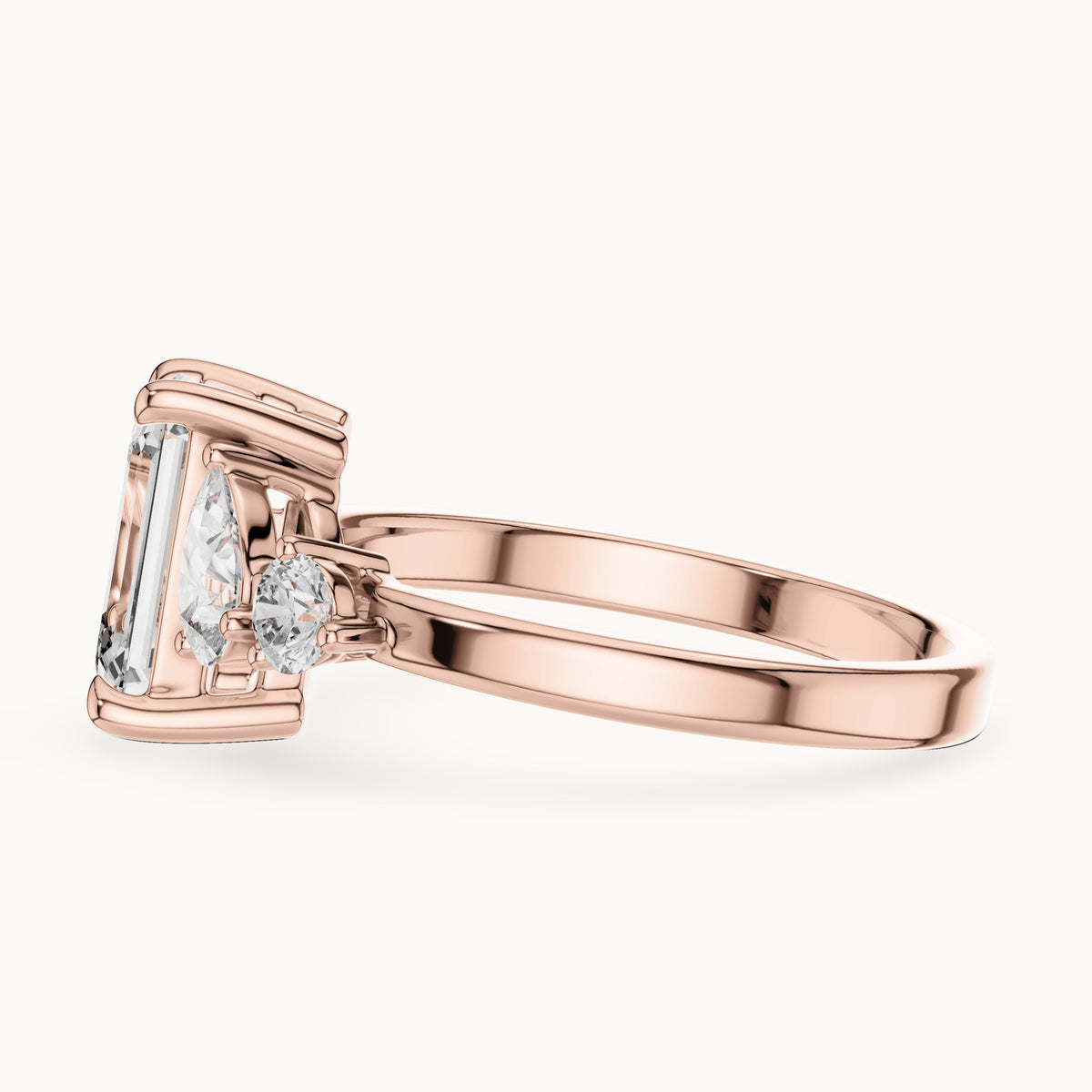 Emerald cut lab-grown diamond cluster ring in 14K rose gold, 2.33 CT TW, view 2