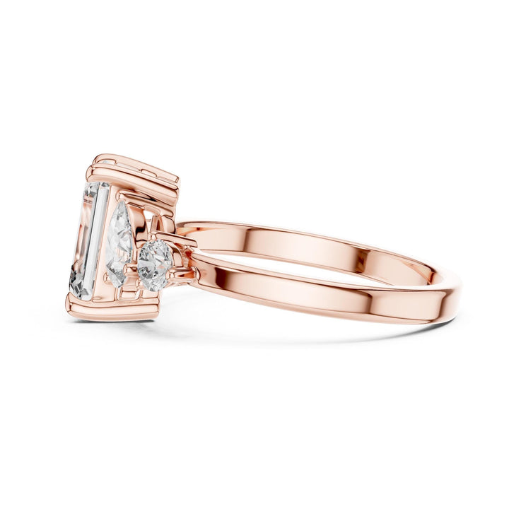 Emerald Cut Lab Grown Diamond Cluster Ring, 2.33ct Total, Solid Gold