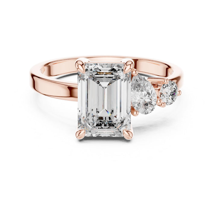 Emerald Cut Lab Grown Diamond Cluster Ring, 2.33ct Total, Solid Gold