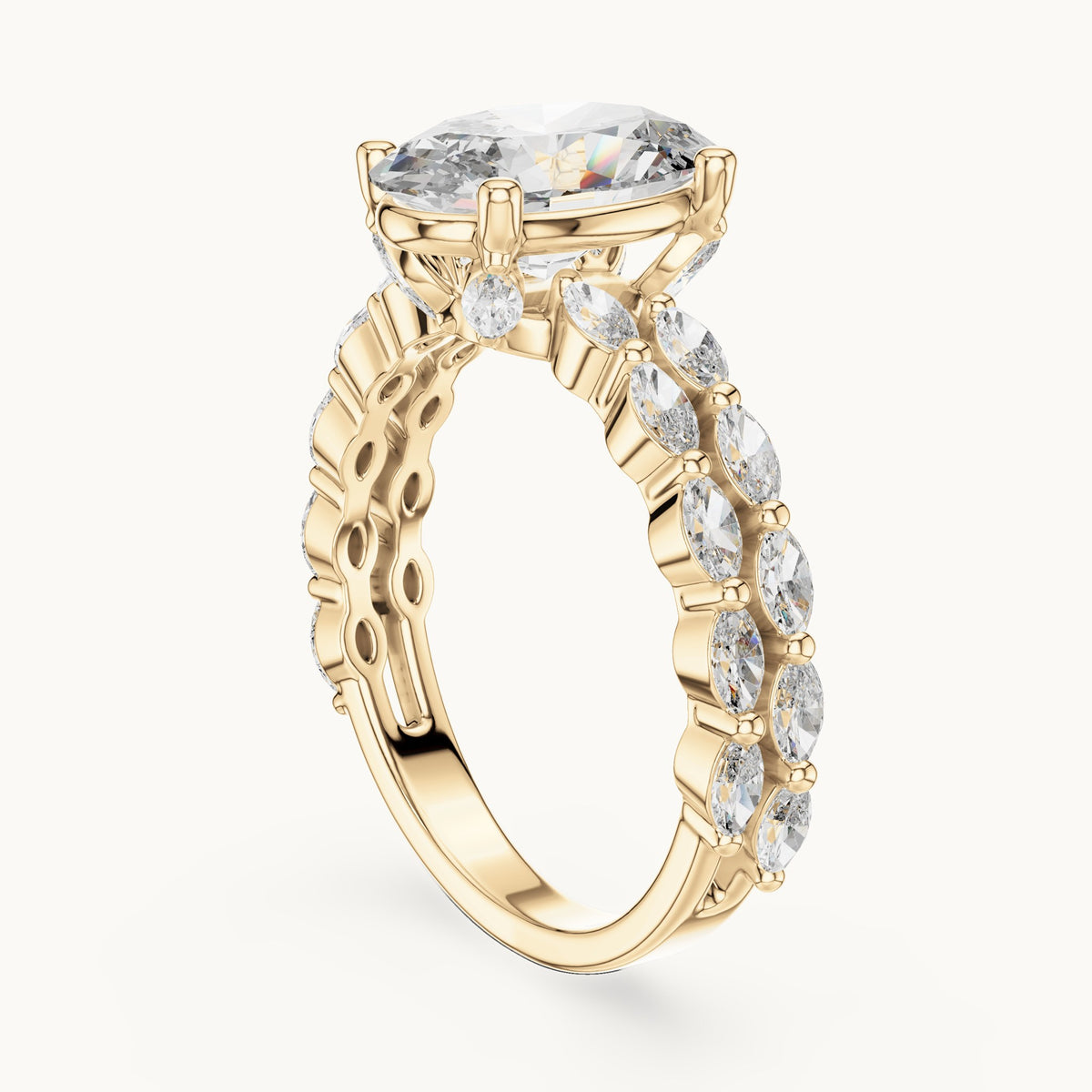 Oval cut lab-grown diamond solitaire ring in 14K yellow gold, 2.72 CT TW, view 2