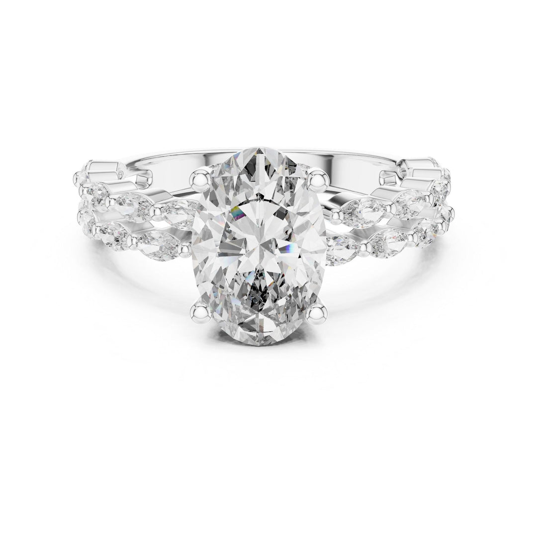 Oval Cut Lab Grown Diamond Solitaire Ring, 2.72ct Total, Solid Gold