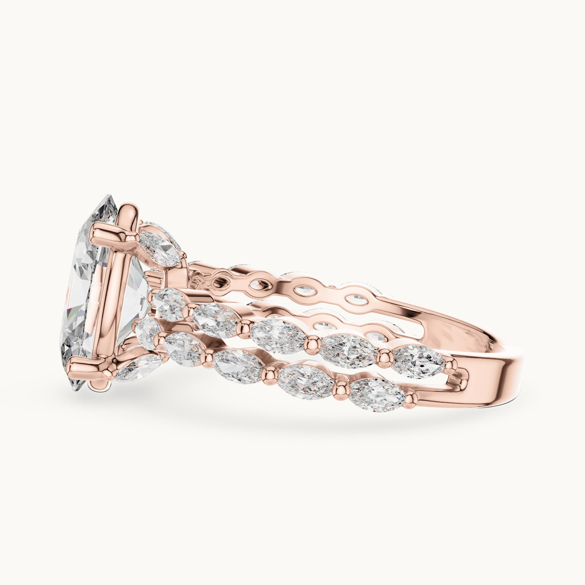 Oval cut lab-grown diamond solitaire ring in 14K rose gold, 2.72 CT TW, view 2