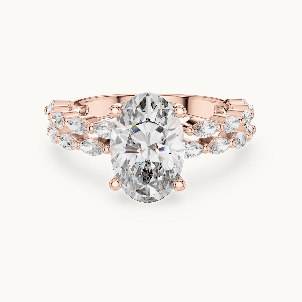 Oval cut lab-grown diamond solitaire ring in 14K rose gold, 2.72 CT TW, view 3