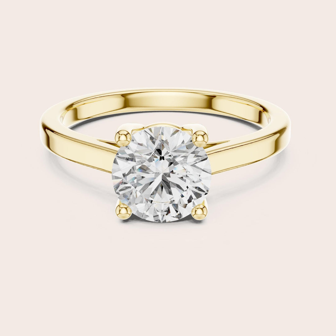 Round Cut Lab Grown Diamond Solitaire Ring, 1.50ct Total, Solid Gold