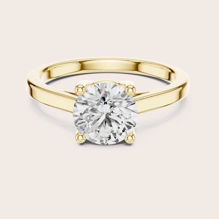 Round Cut Lab Grown Diamond Solitaire Ring, 1.50ct Total, Solid Gold
