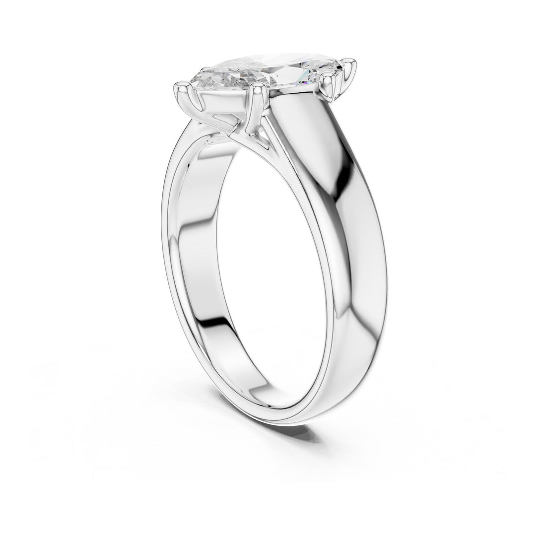 Marquise Cut Lab Grown Diamond Solitaire Ring, 2.00ct Total, Solid Gold
