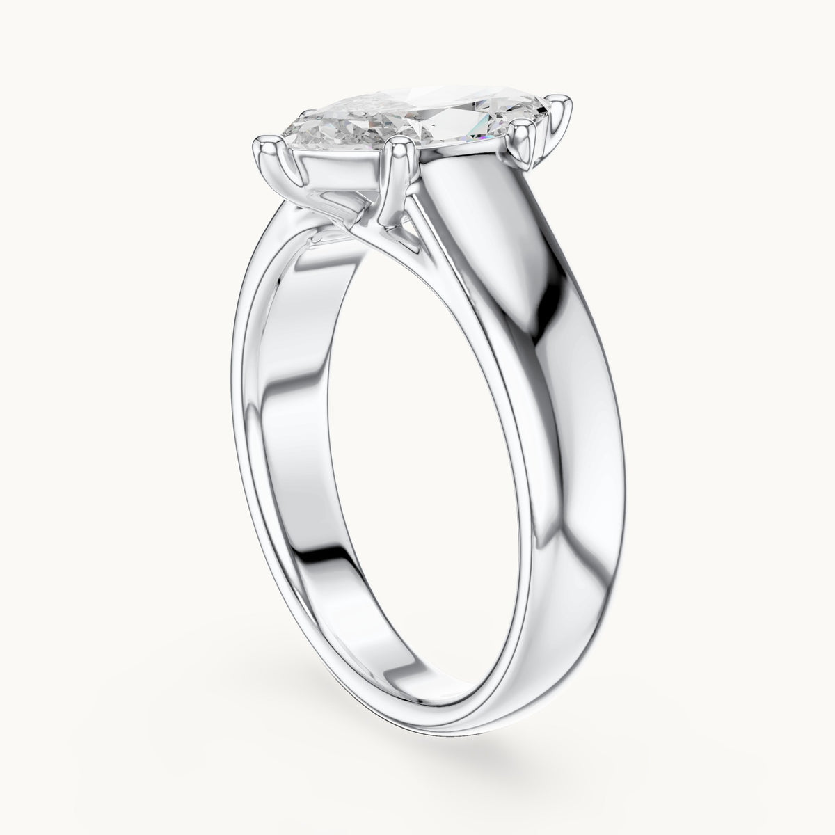 Marquise Cut Lab Grown Diamond Solitaire Ring, 2.00ct Total, Solid Gold