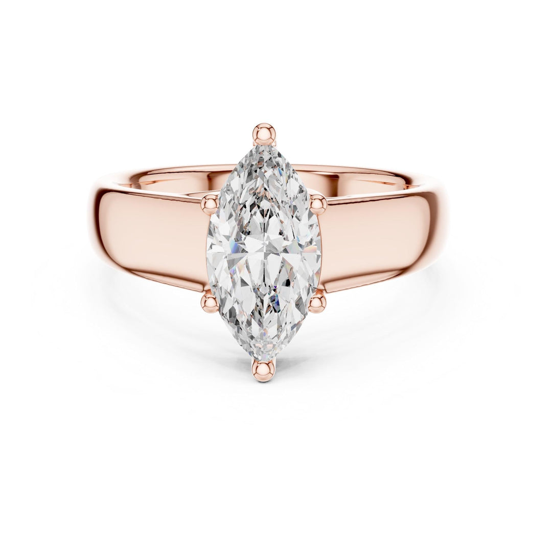 Marquise Cut Lab Grown Diamond Solitaire Ring, 2.00ct Total, Solid Gold