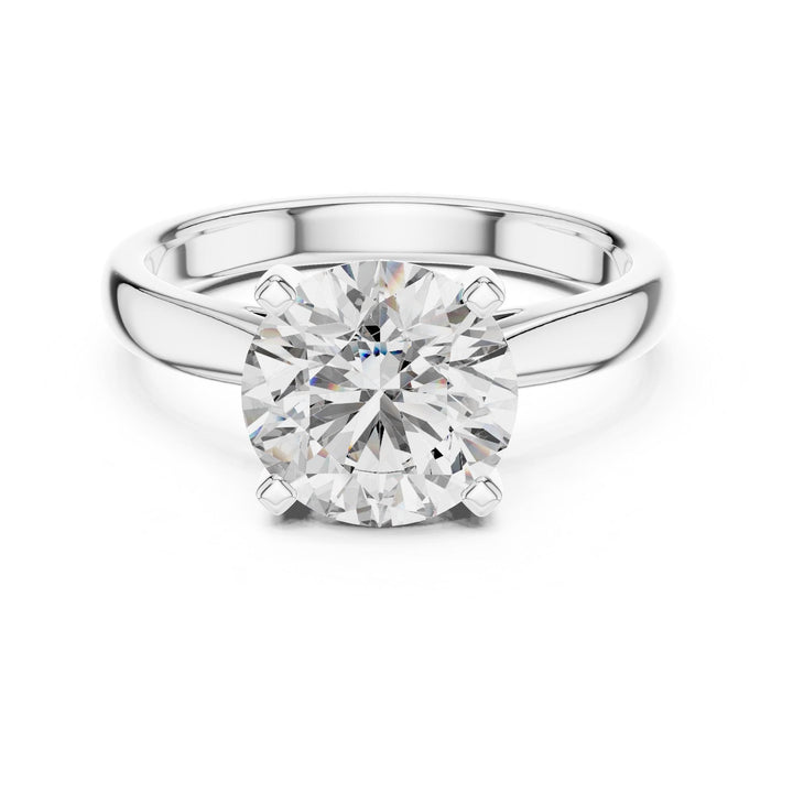 Round Cut Lab Grown Diamond Solitaire Ring, 2.10ct Total, Solid Gold