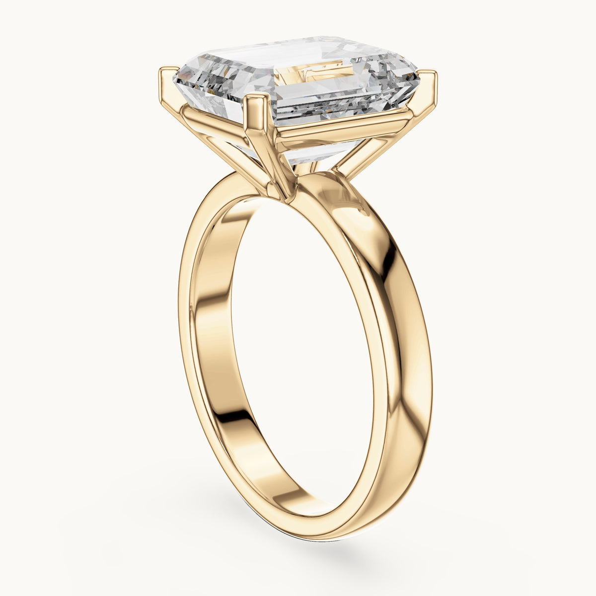Emerald cut lab-grown diamond solitaire ring in 14K yellow gold, 2.00 CT TW, view 2