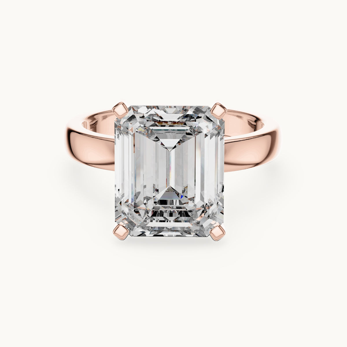 Emerald cut lab-grown diamond solitaire ring in 14K rose gold, 2.00 CT TW, view 3