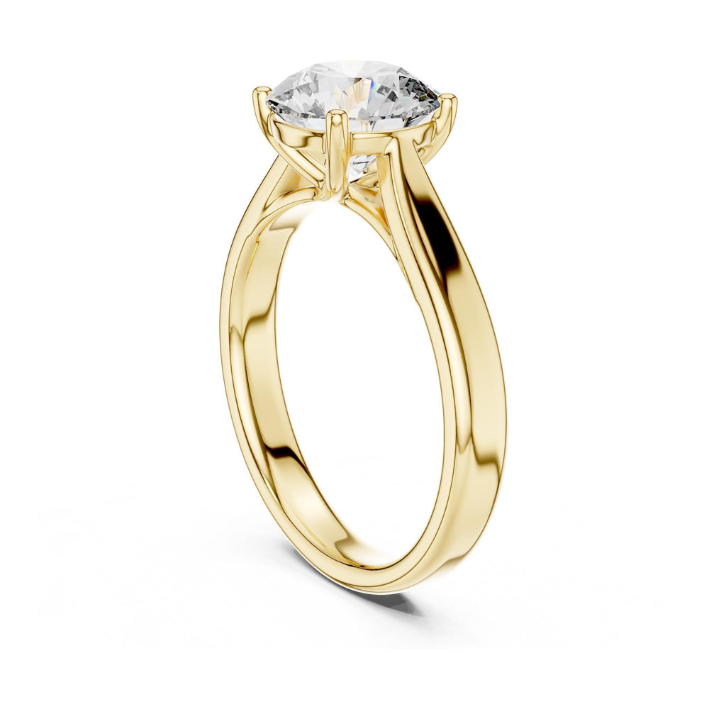 Round Cut Lab Grown Diamond Solitaire Ring, 2.10ct Total, Solid Gold