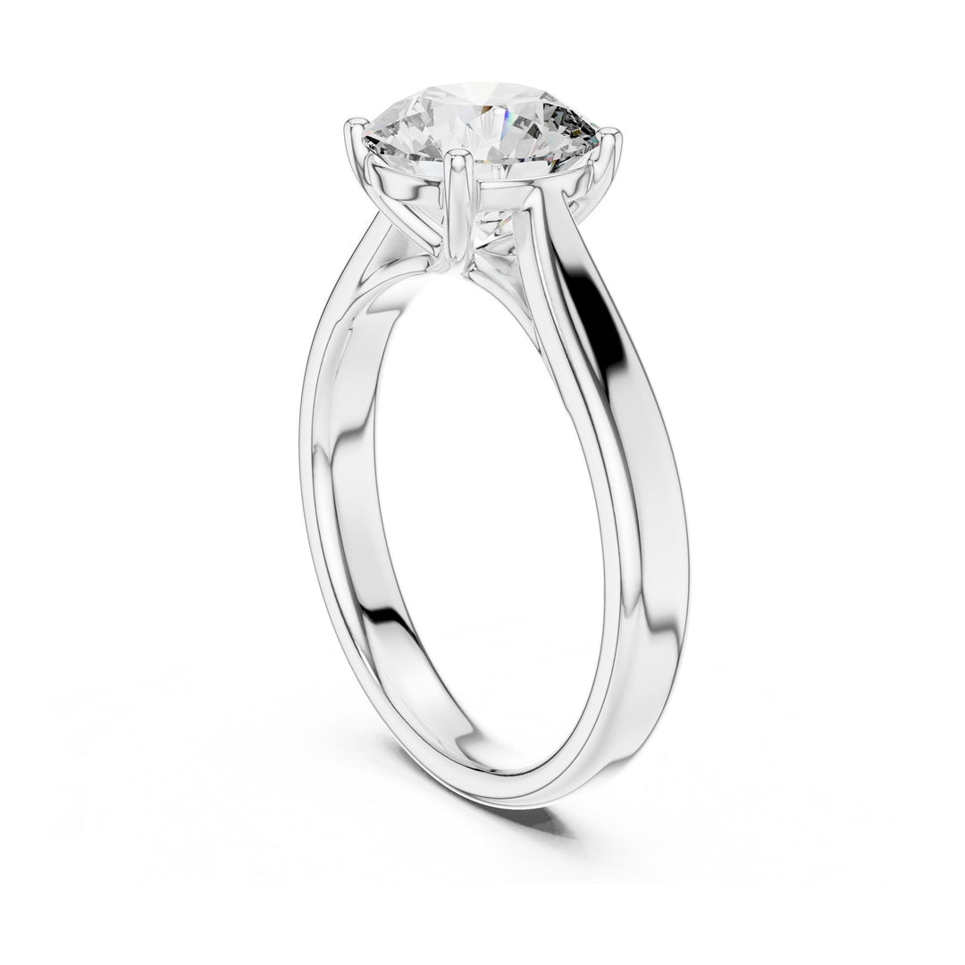 Round Cut Lab Grown Diamond Solitaire Ring, 2.10ct Total, Solid Gold