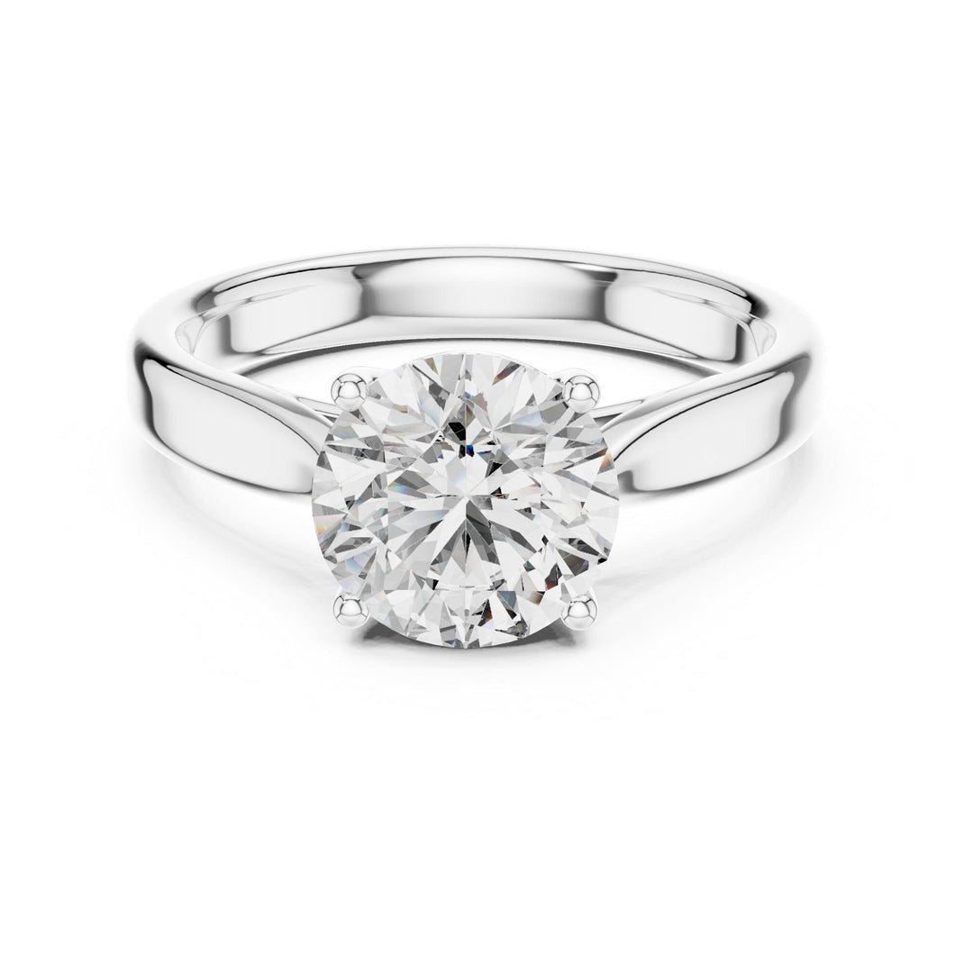 Round Cut Lab Grown Diamond Solitaire Ring, 2.10ct Total, Solid Gold