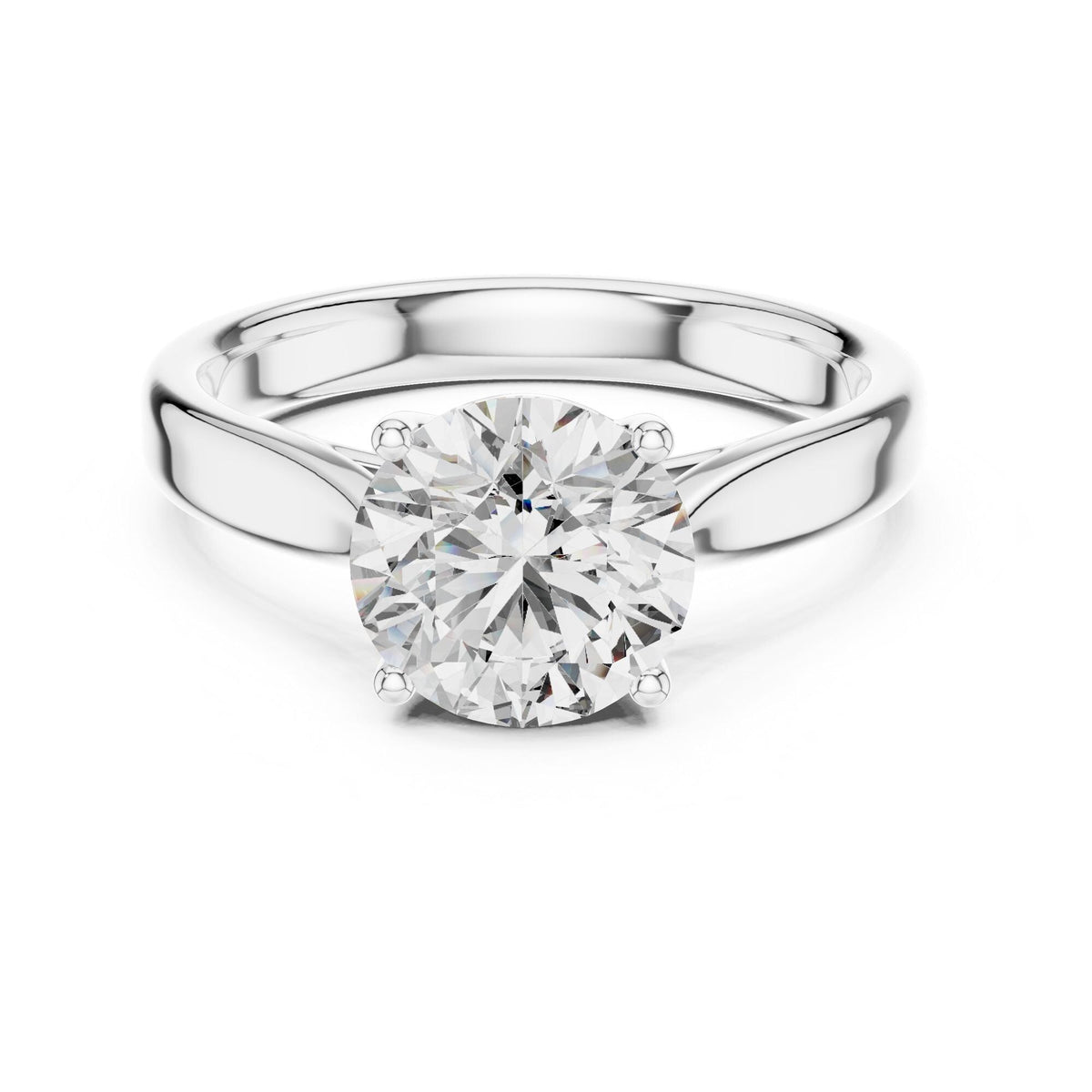 Round Cut Lab Grown Diamond Solitaire Ring, 2.10ct Total, Solid Gold