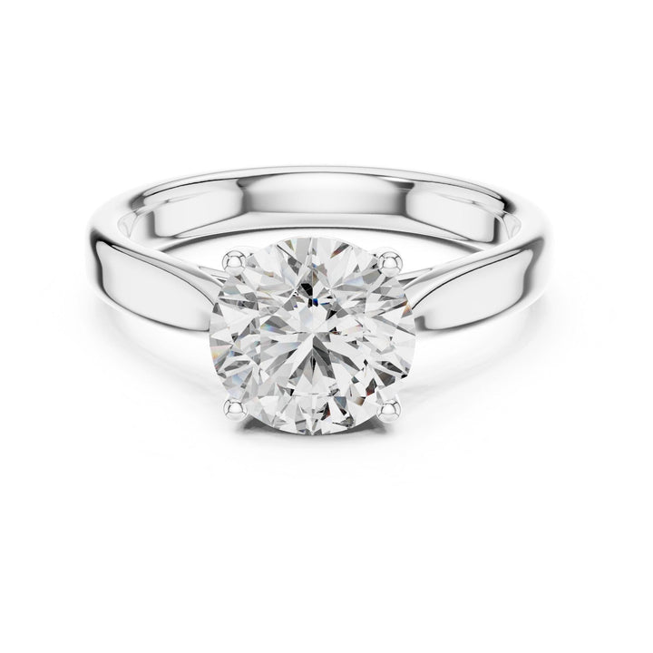 Round Cut Lab Grown Diamond Solitaire Ring, 2.10ct Total, Solid Gold