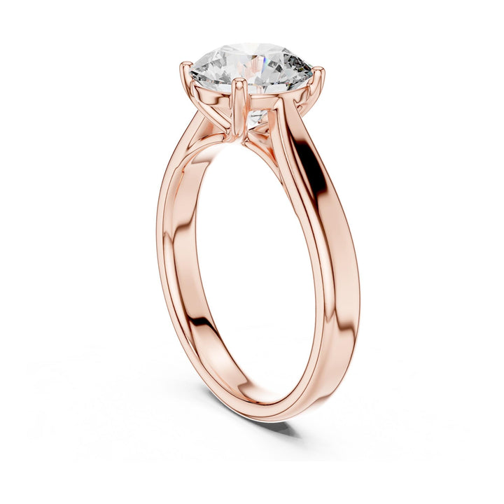 Round Cut Lab Grown Diamond Solitaire Ring, 2.10ct Total, Solid Gold