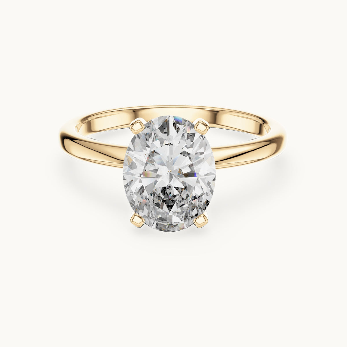 Oval cut lab-grown diamond solitaire ring in 14K yellow gold, 2.00 CT TW, view 1