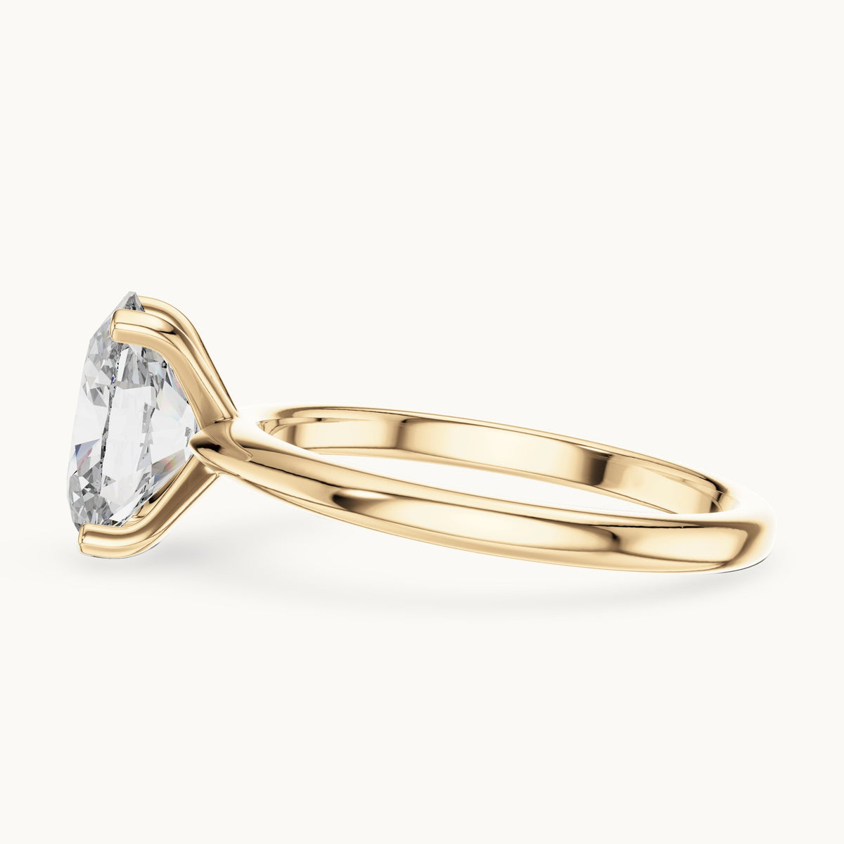 Oval cut lab-grown diamond solitaire ring in 14K yellow gold, 2.00 CT TW, view 3