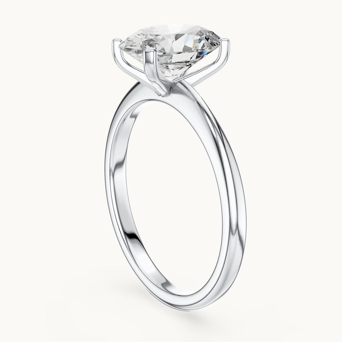 Oval cut lab-grown diamond solitaire ring in 14K white gold, 2.00 CT TW, view 1