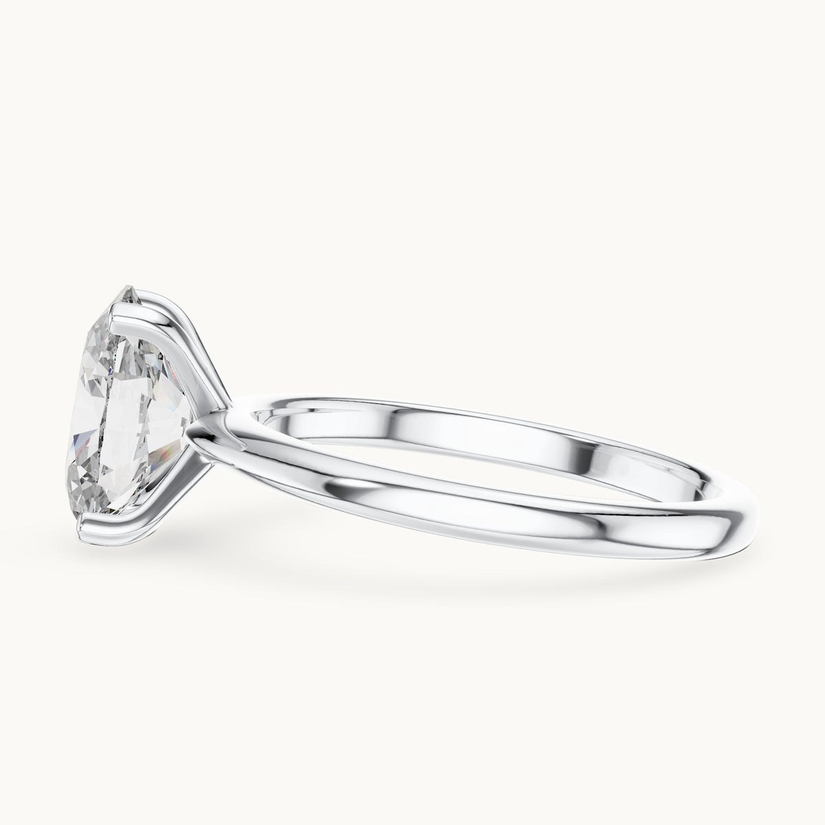 Oval cut lab-grown diamond solitaire ring in 14K white gold, 2.00 CT TW, view 2
