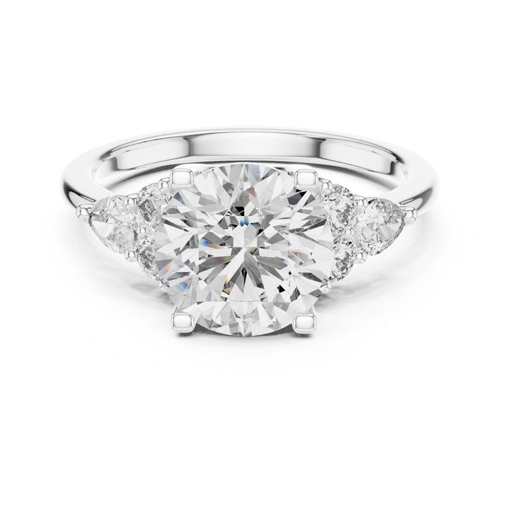 Round Cut Lab Grown Diamond Solitaire Ring, 3.02ct Total, Solid Gold