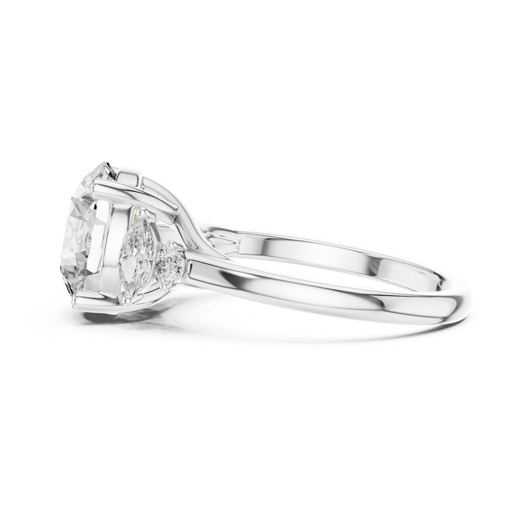 Round Cut Lab Grown Diamond Cluster Ring, 3.87ct Total, Solid Gold